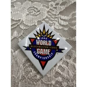 Vintage 1994 BLOCKBUSTER Eye Video Game World Championship Button Pinback Pin